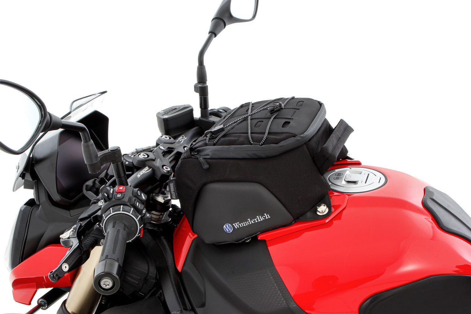 The tailored sporty tank bag for the RR is the ideal solution for everyday travel.