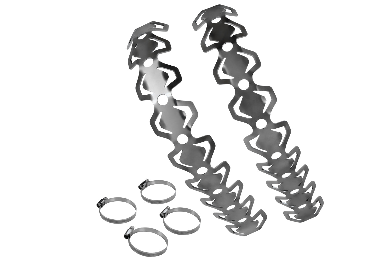 The protector for the R 1200 GS LC exactly matches the round radius of the header pipe assembly, made from aluminium.
