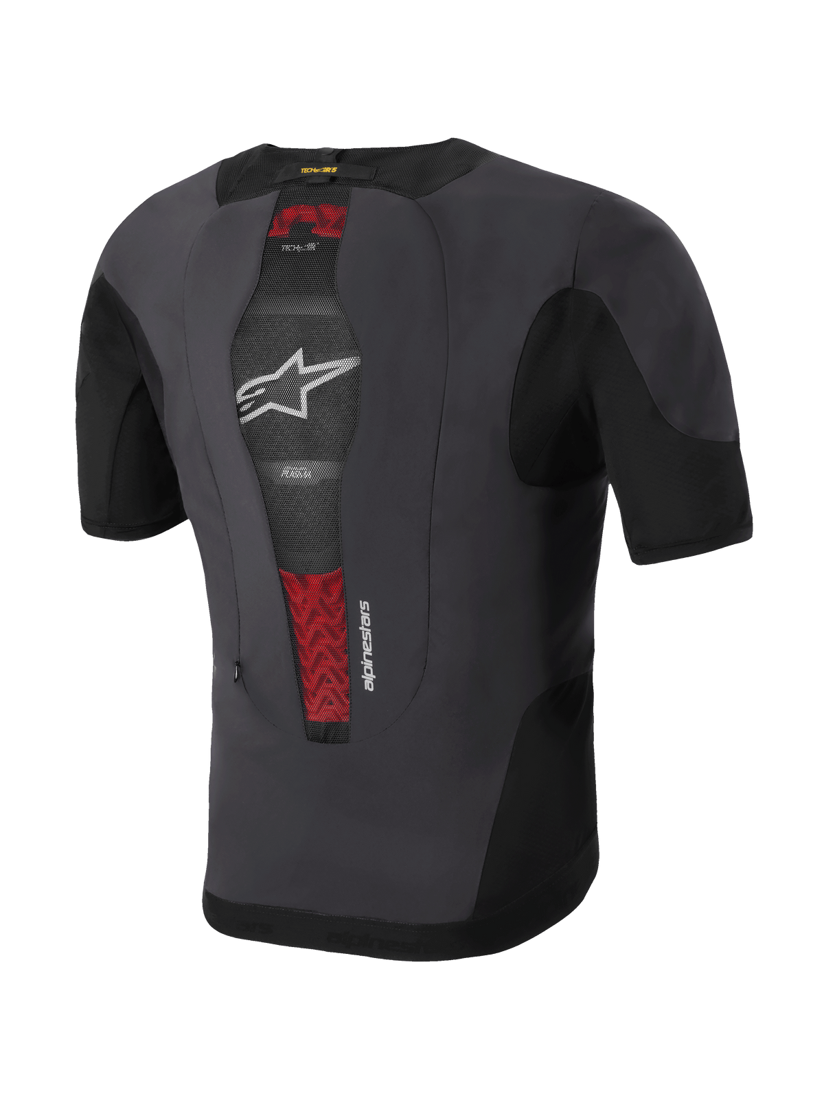 Alpinestars Tech-Air 5 Plasma System, rear 3/4 view, black and dark gray, slim under-jacket design