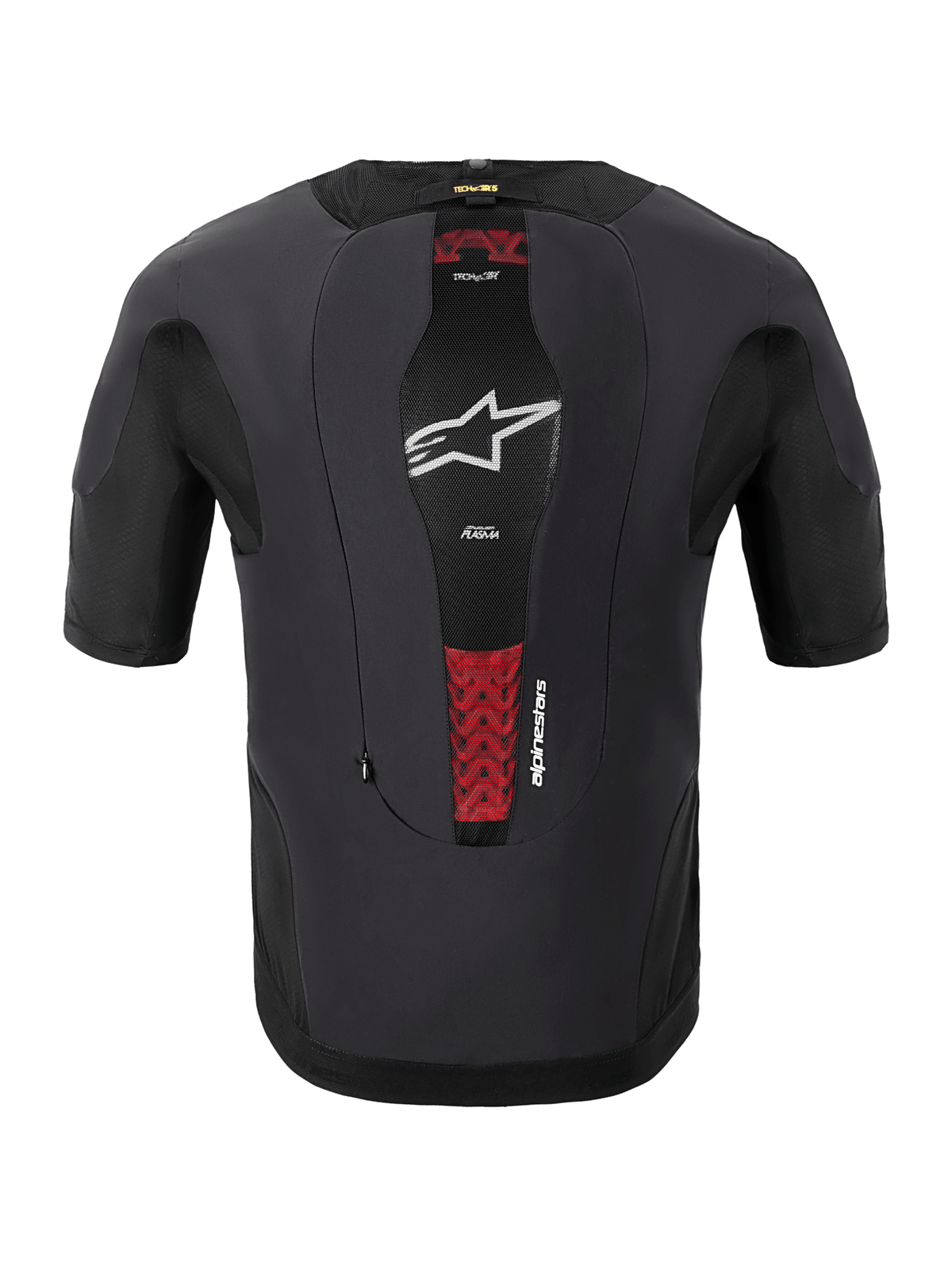Alpinestars Tech-Air 5 Plasma System, rear view, black, showing central mesh panel with PLASMA back protector visible through it