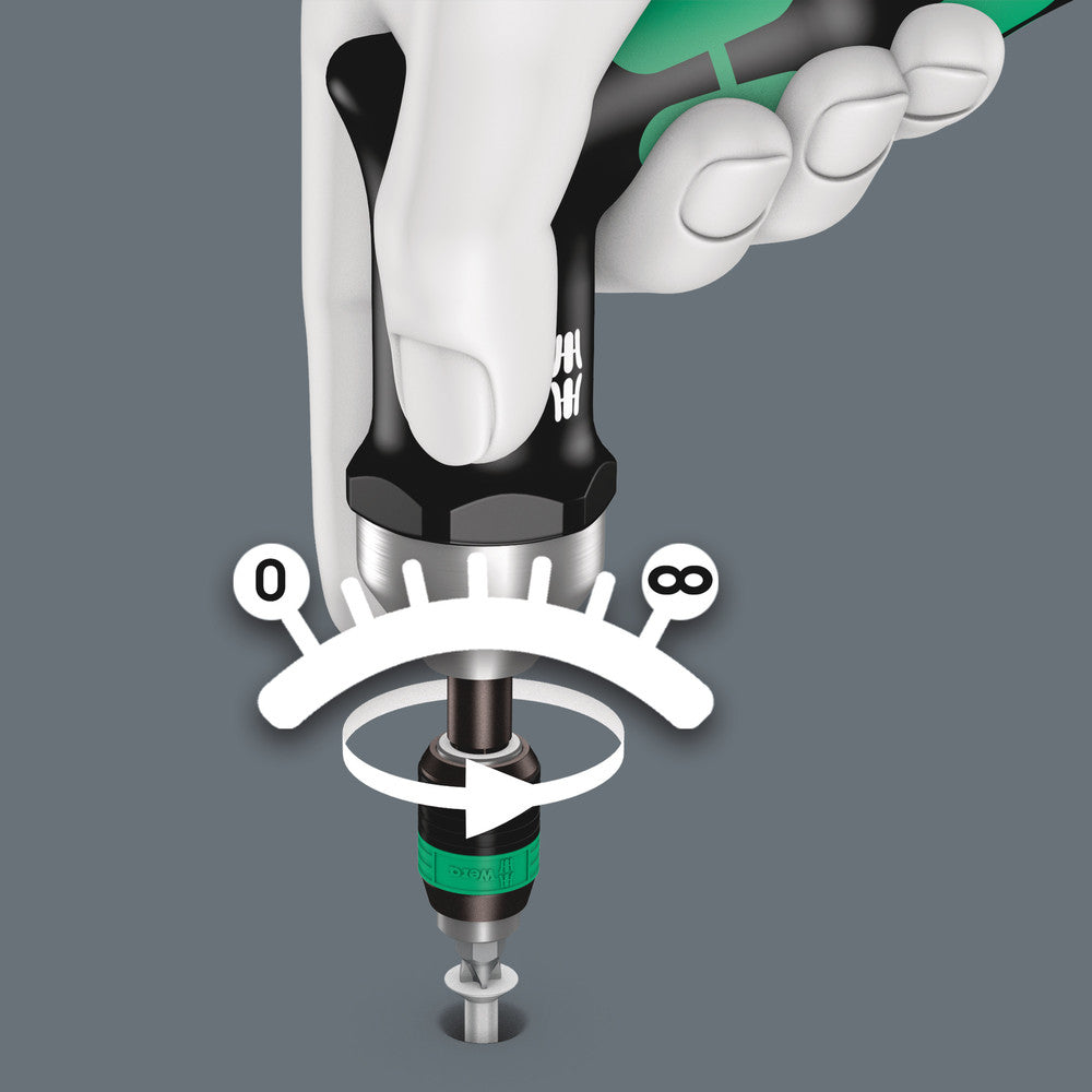 Wera Tools - 7400 Imperial series Kraftform Torque screwdrivers, with factory pre-set value (25.0-55.0 in. lbs.) and Rapidaptor quick-release chuck, pistol handle