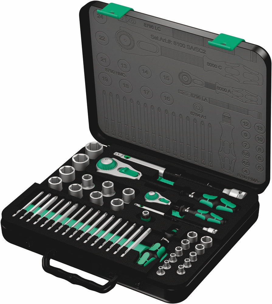 Wera Tools - 8100 SA/SC 2 Zyklop Speed Ratchet Set, 1/4" drive and 1/2" drive, metric