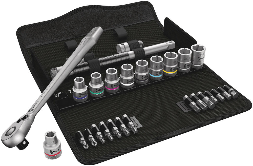 Wera Tools - 8100 SC 11 Zyklop Metal Ratchet Set with switch lever, 1/2" drive, imperial