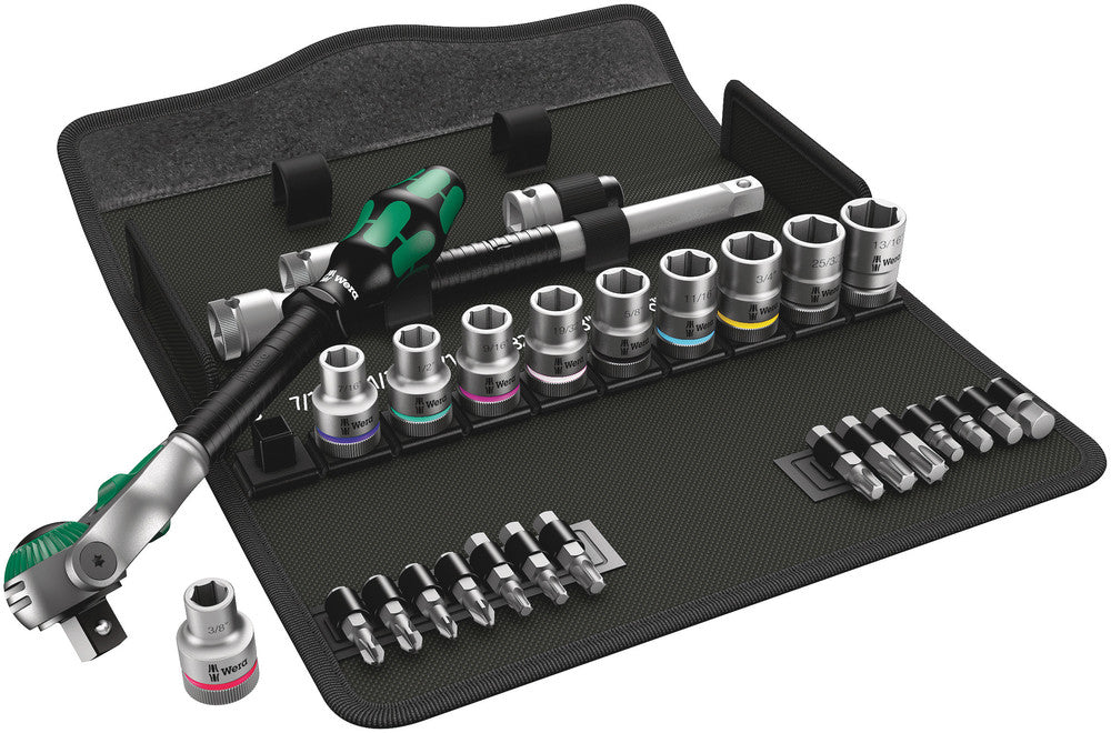 Wera Tools - 8100 SC 9 Zyklop Speed Ratchet Set, 1/2" drive, imperial