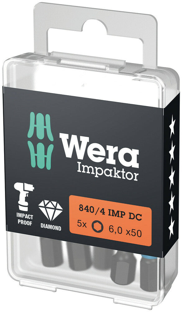 Wera Tools - 840/4 IMP DC Hex-Plus DIY Impaktor bits