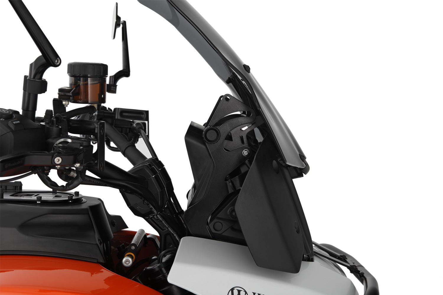 The windshield reinforcement on both sides stabilises the windshield and thus reduces turbulences caused by the airflow at high speeds