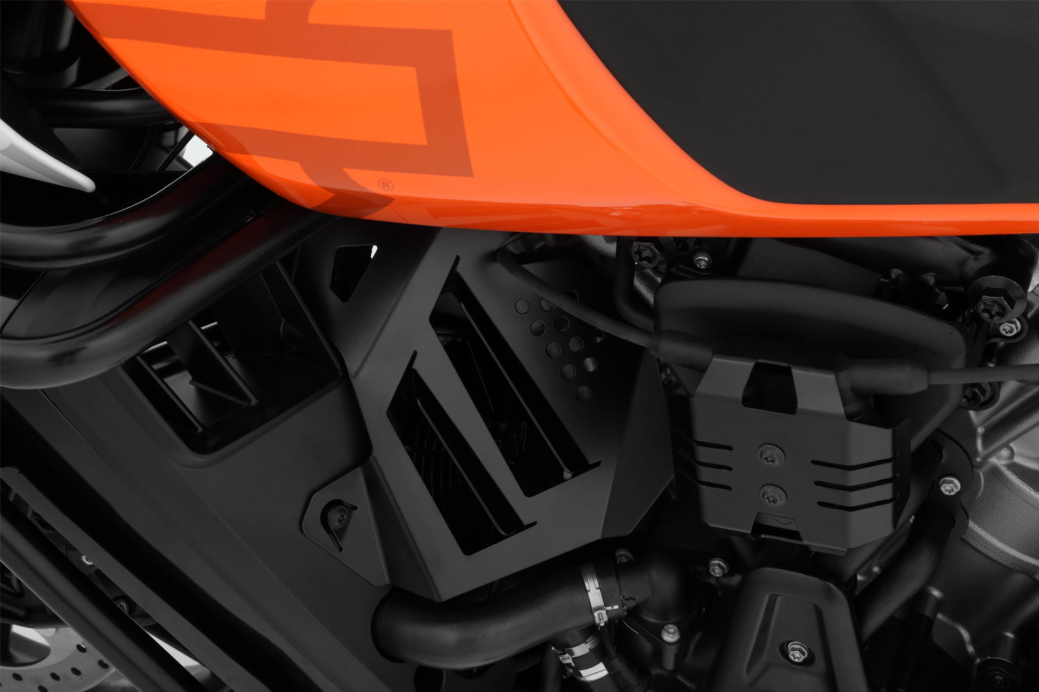 Enhances the bike's visually and directs the hot air dissipated by the fan to the outside through its attached openings.