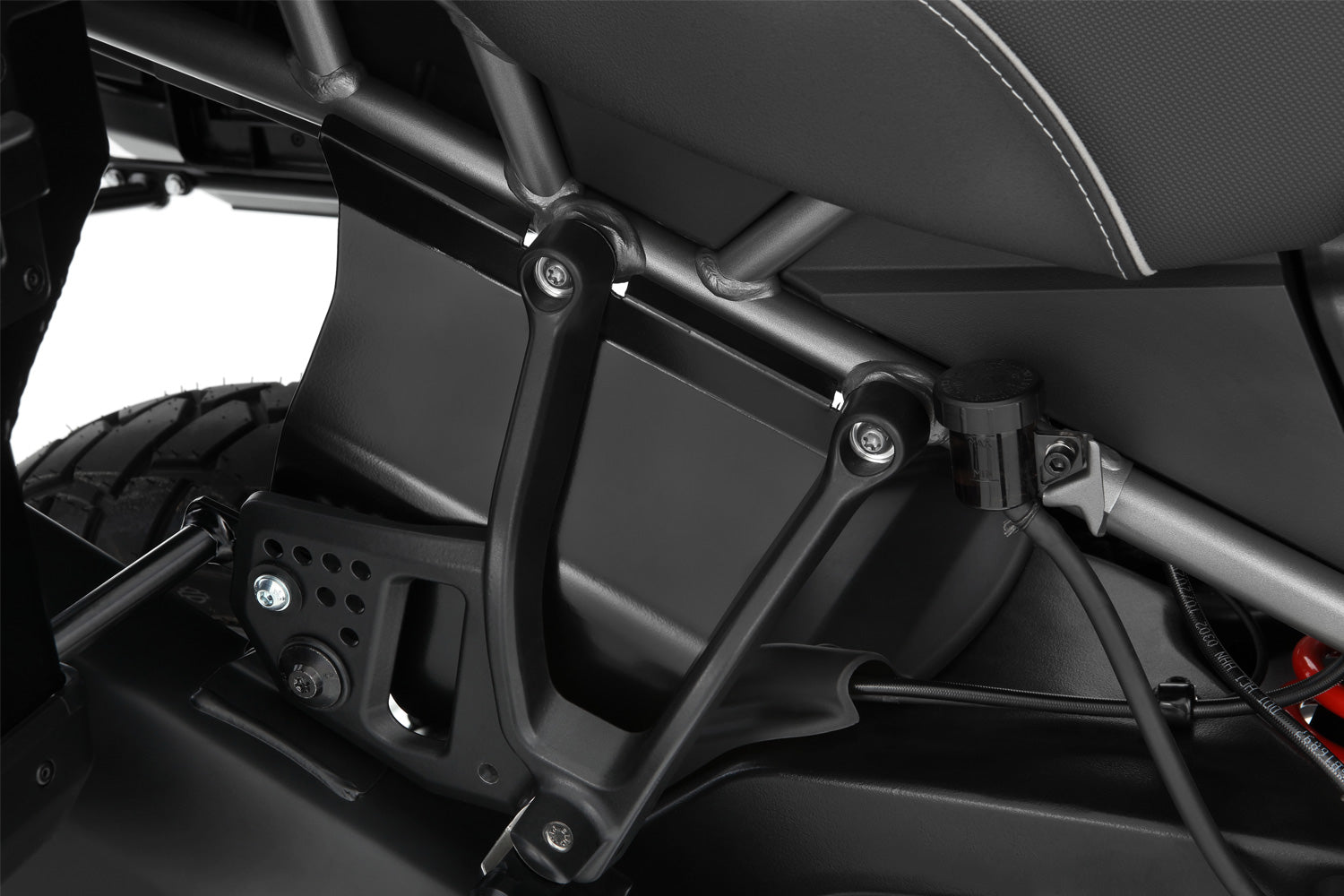 Reliably protects pillion rider's legs and feet from swirling spray and road debris on rainy rides, increasing comfort