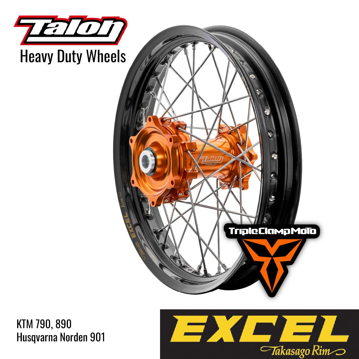 Talon - 18x2.50" Complete Rear Wheel for KTM 790, 890 and Norden 901 (Heavy Duty Off-Road Rim)