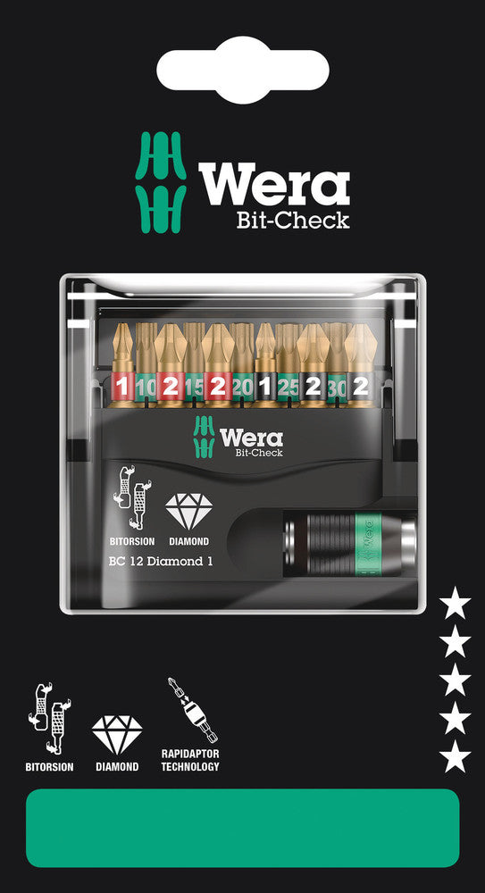 Wera Tools - Bit-Check 12 Diamond 1 SB