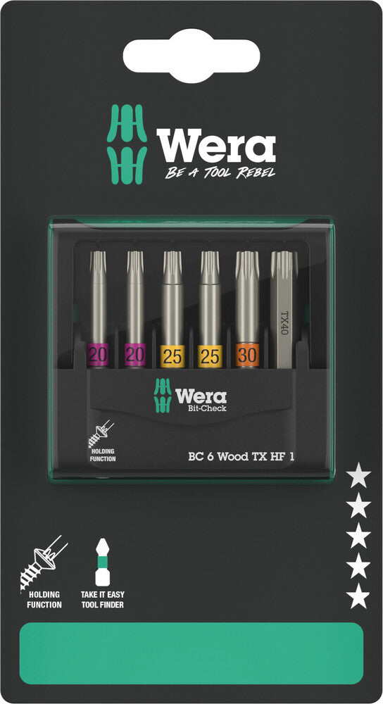 Wera Tools - Bit-Check 6 Wood TX HF 1 SB