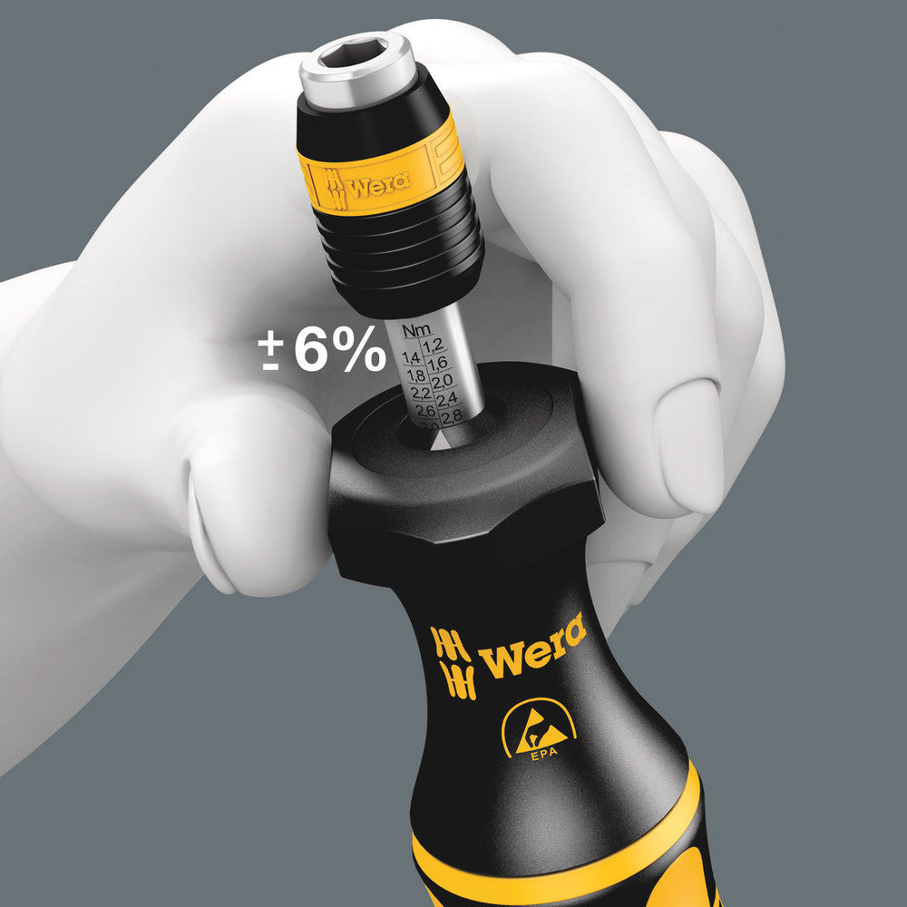 Wera Tools - Series 7400 ESD Kraftform adjustable torque screwdrivers (0.1-3.0 Nm) with Rapidaptor quick-release chuck