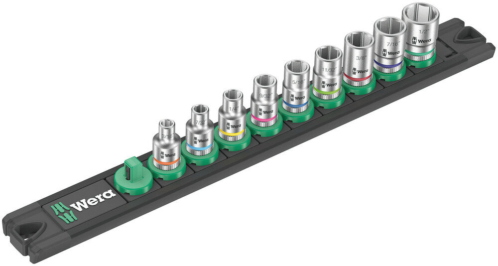 Wera Tools - Magnetic socket rail A Imperial 1 Zyklop socket set, 1/4" drive, imperial