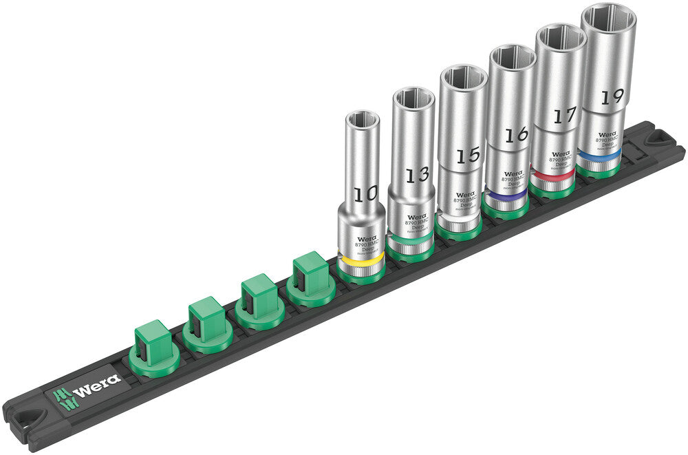 Wera Tools - Magnetic socket rail C Deep 1 socket set, 1/2" drive