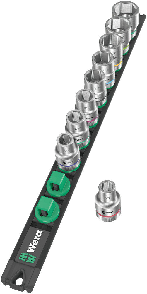Wera Tools - Magnetic socket rail C Imperial 1 Zyklop socket set, 1/2" drive, imperial