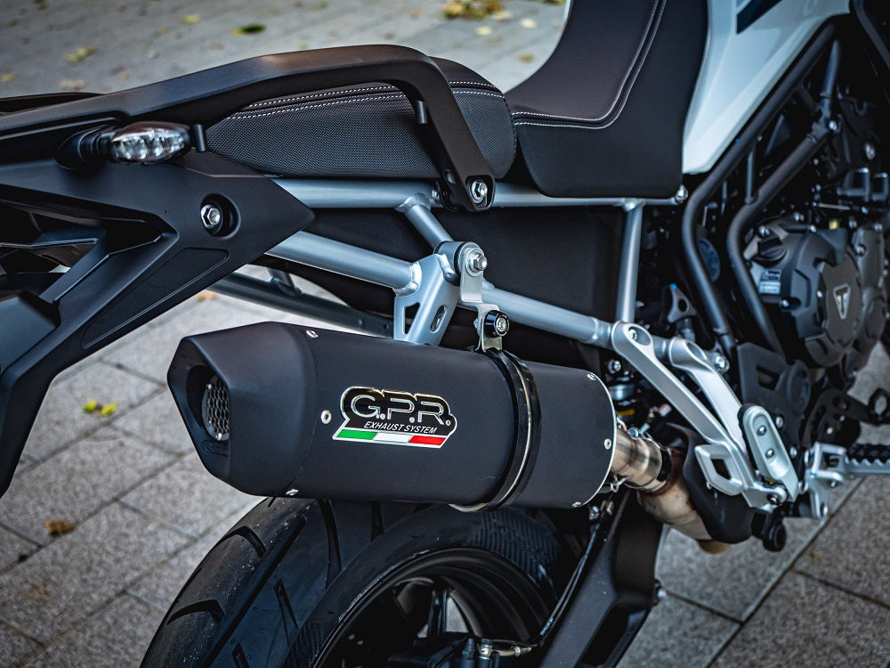 GPR-Exhaust---Furore-Evo4-Nero-Slip-on-for-Tiger-850-from-2020-to-2024-dB-Killer-Link-Pipe
