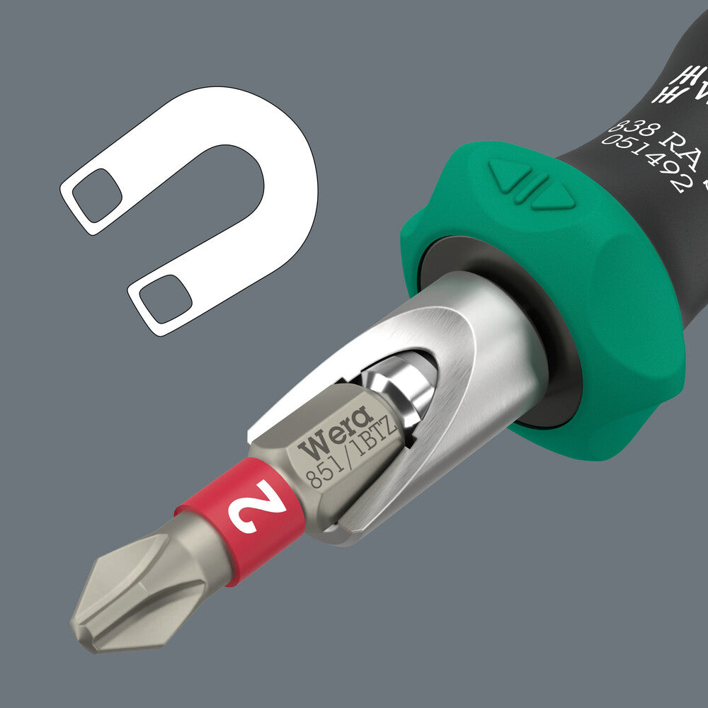 Wera Tools - 838 RA S Bitholding screwdriver with ratchet functionality, 1/4"