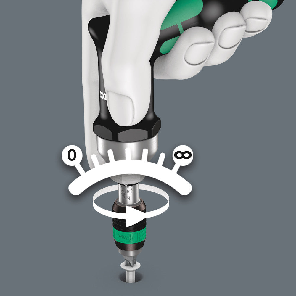 Wera Tools - Series 7400 Kraftform pistol handle, adjustable torque screwdrivers (3.0-8.8 Nm) with Rapidaptor quick-release chuck
