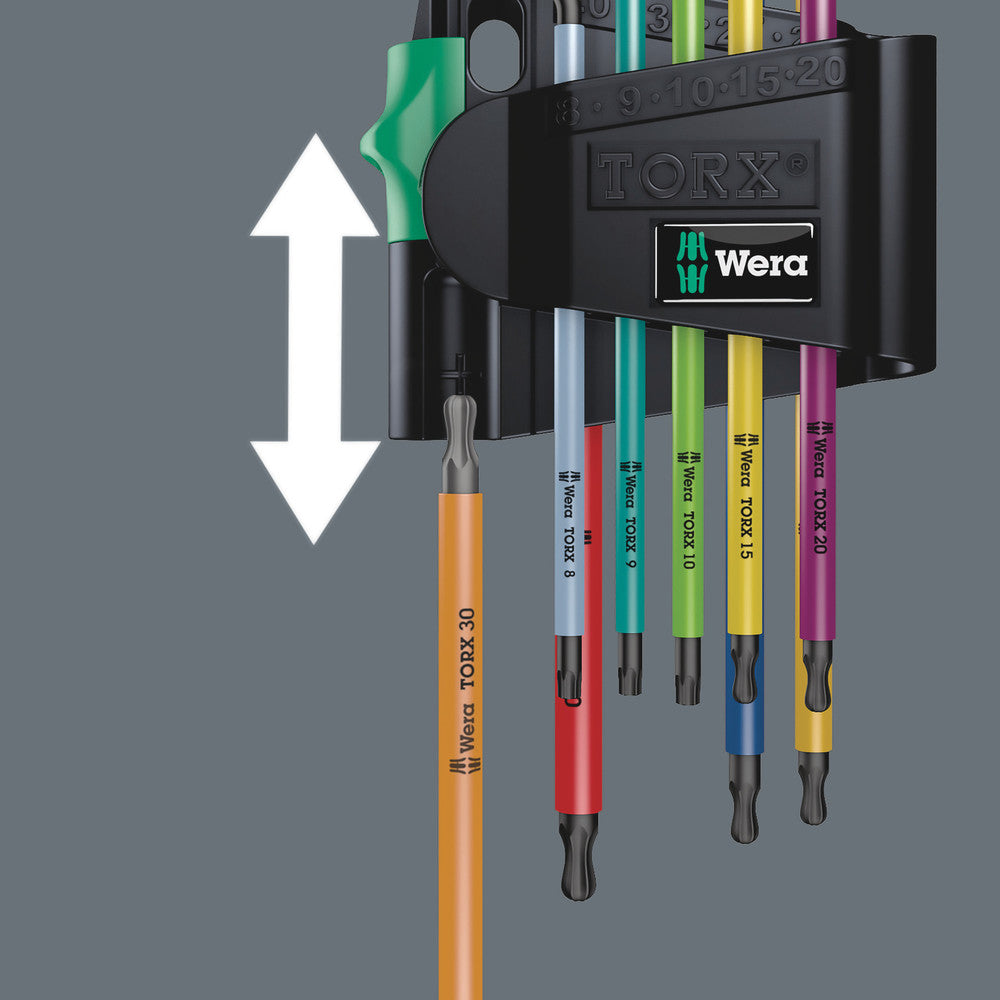Wera Tools - 967/9 TX BO Multicolour 1 SB L-key set for tamper-proof TORX® screws, BlackLaser