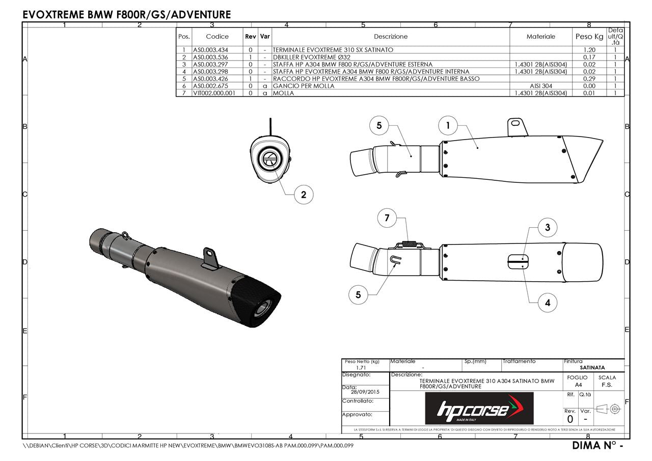 HPCorse - EvoXtreme 310mm Exhaust for BMW F 800 R/GT '09-'16