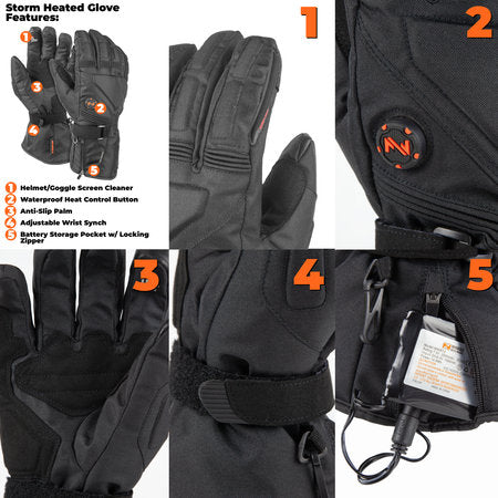 Mobile Warming - Unisex 7.4v Battery Powered Heated Storm Gloves