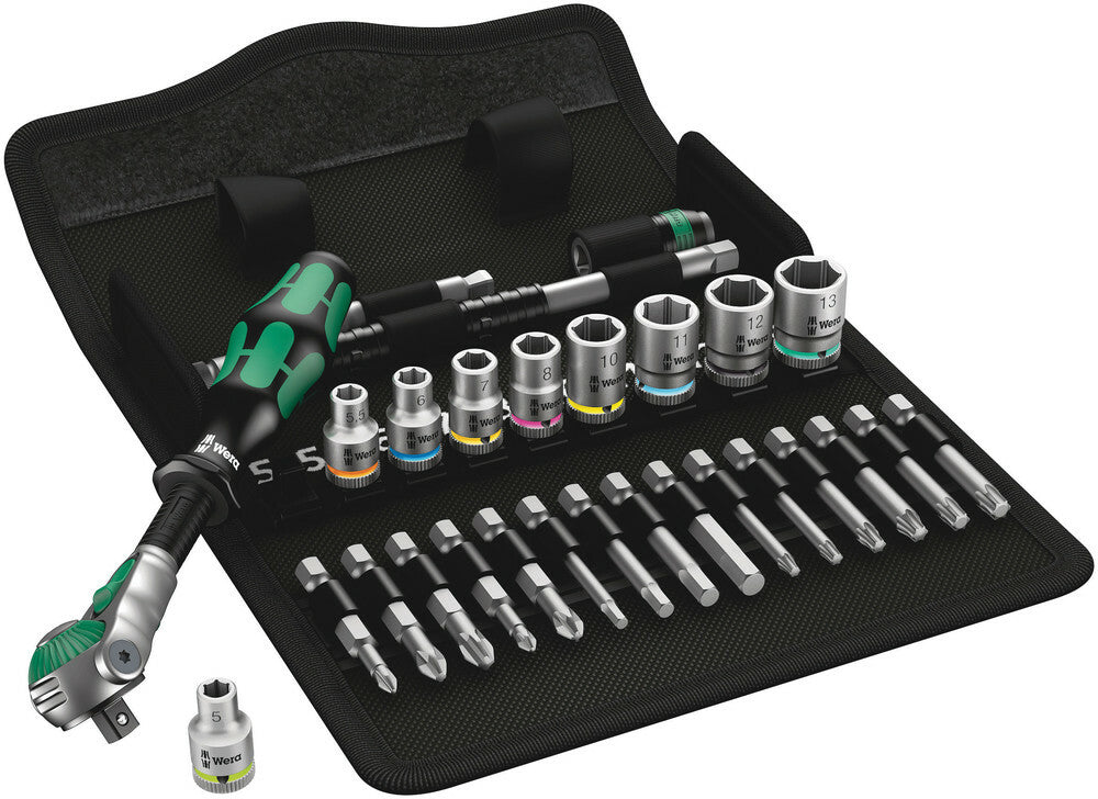 Wera Tools - 8100 Sa 6 Zyklop Speed Ratchet Set 1/4 28 Pcs Ratchet Set 1/4" Drive Metric - 05004016001