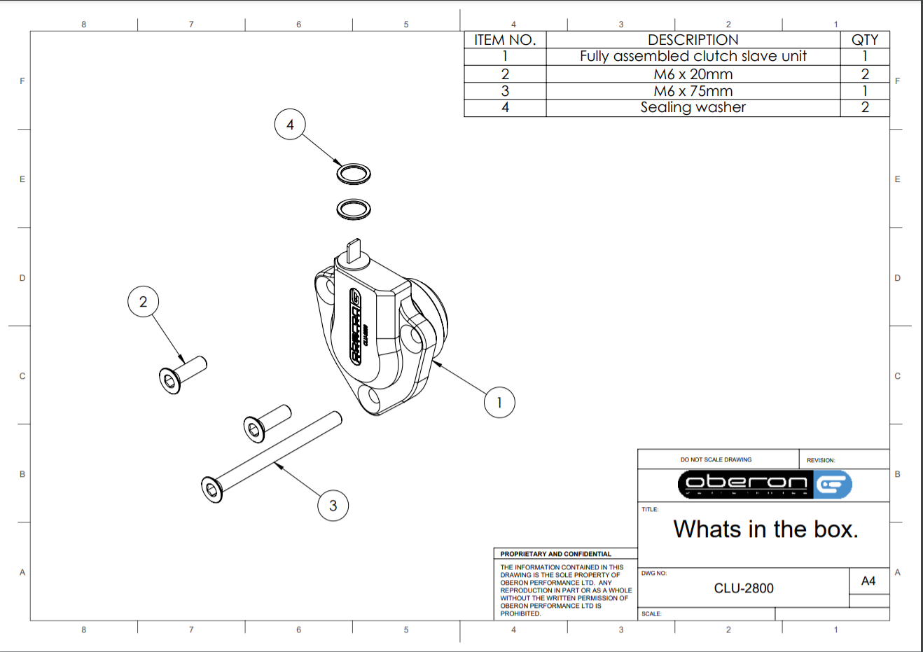 Oberon - Aprillia Clutch Slave Cylinder (CLU-2800)