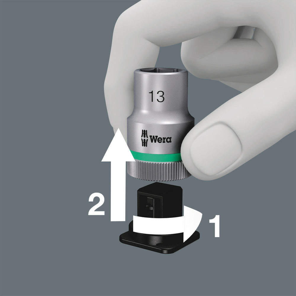 Wera Tools - 8100 Sa 12 Hf Zyklop Metal Ratchet Set Push-Through Square, 1/4" Drive, Holding Function - 05003756001