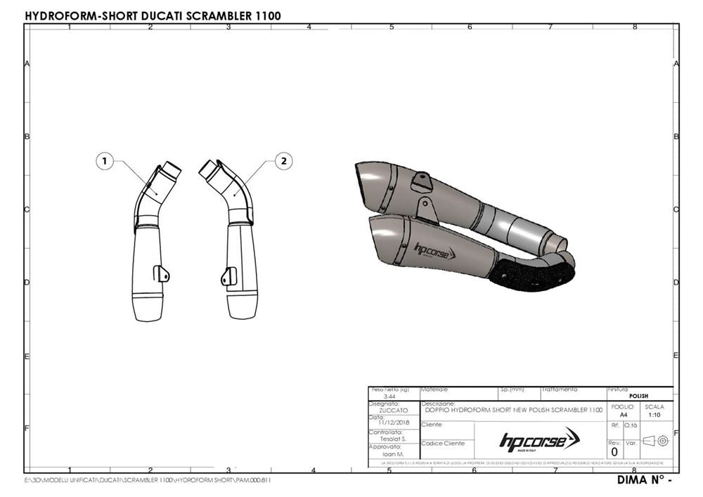 HPCorse - Hydroform Short for Ducati Scrambler 1100 - Race Use Only