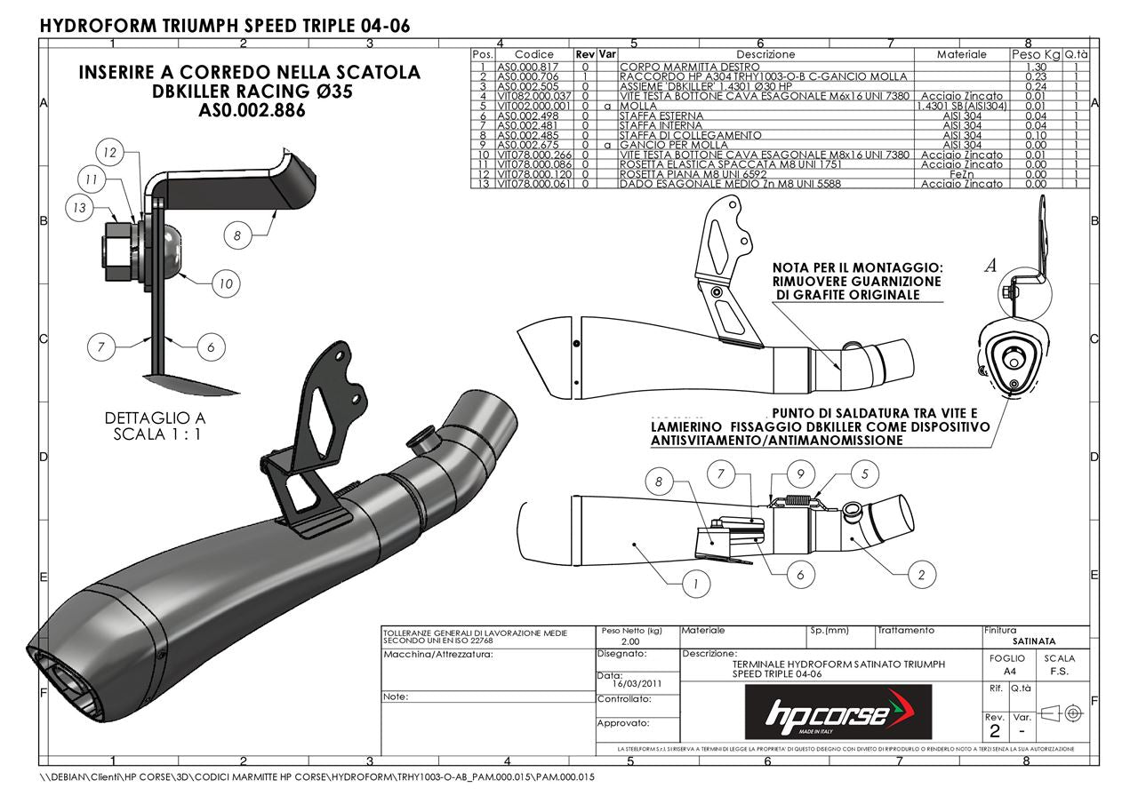HPCorse - Hydroform Exhaust for Triumph Speed Triple '05-'06