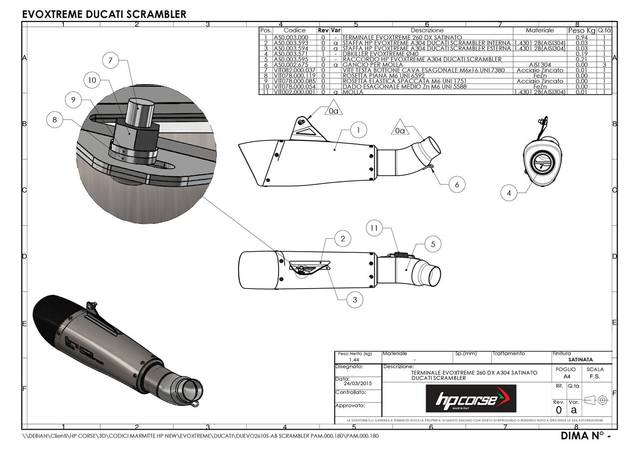 HPCorse - Evoxtreme 260mm Exhaust for Ducati Scrambler 803 '15-'20