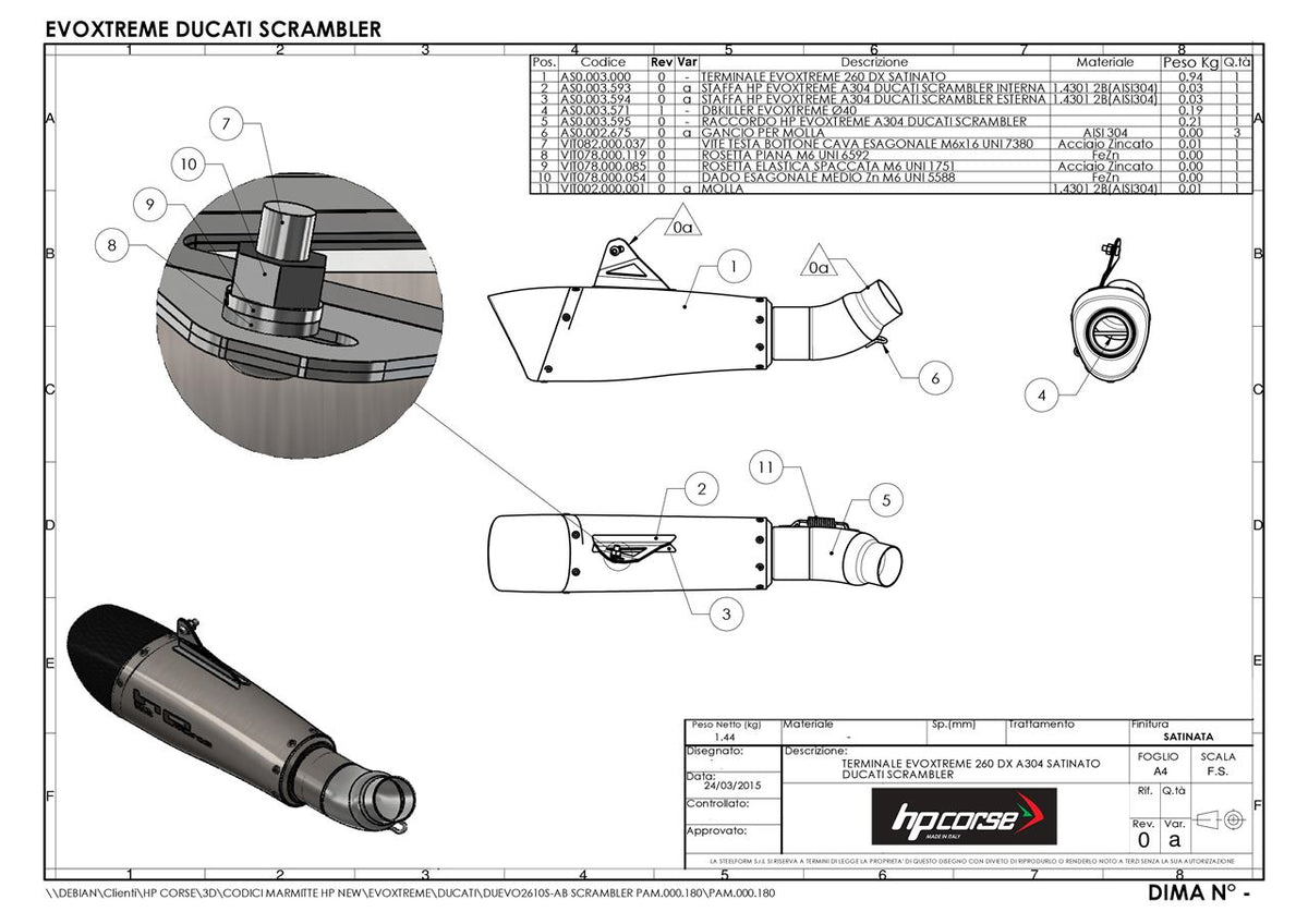 HPCorse - EvoXtreme 260mm Exhaust for Ducati Scrambler 803 '15-'20