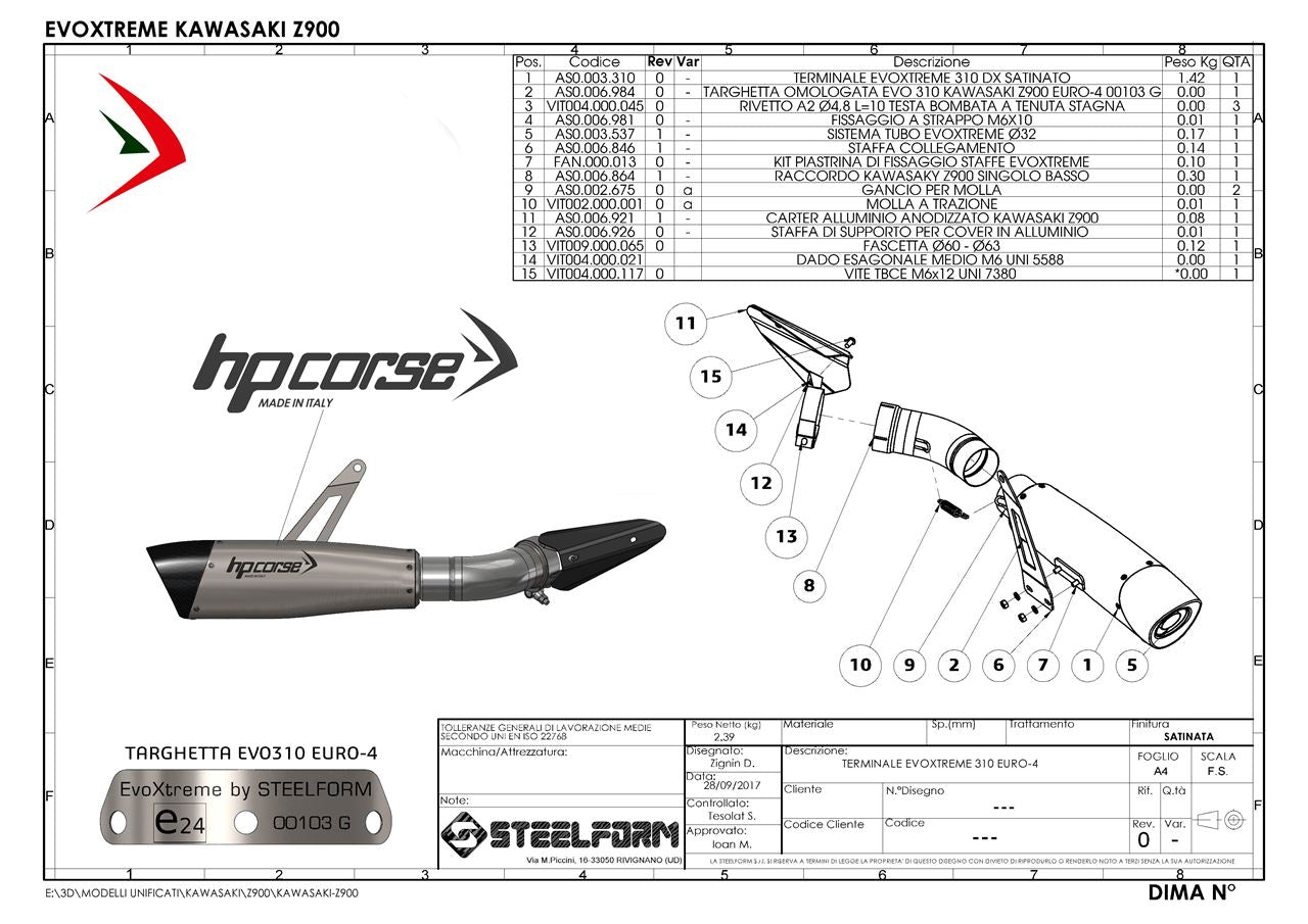 HPCorse - EvoXtreme 310mm Exhaust for Kawasaki Z 900 <2020