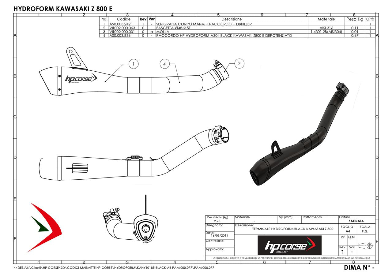 HPCorse - Hydroform Exhaust for Kawasaki Z 800E '13-'16