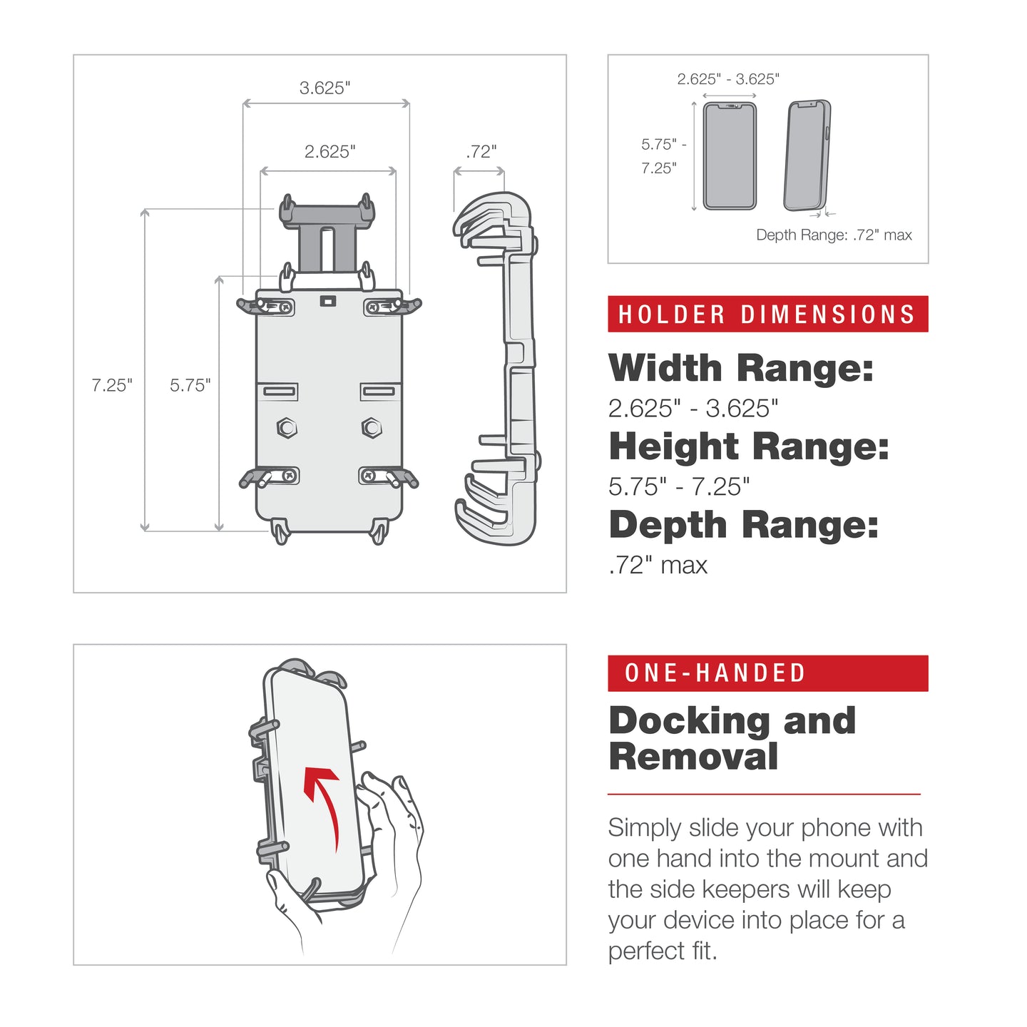 RamMount - RAM® Quick-Grip™ XL Phone Mount with Low-Profile Tough-Claw™