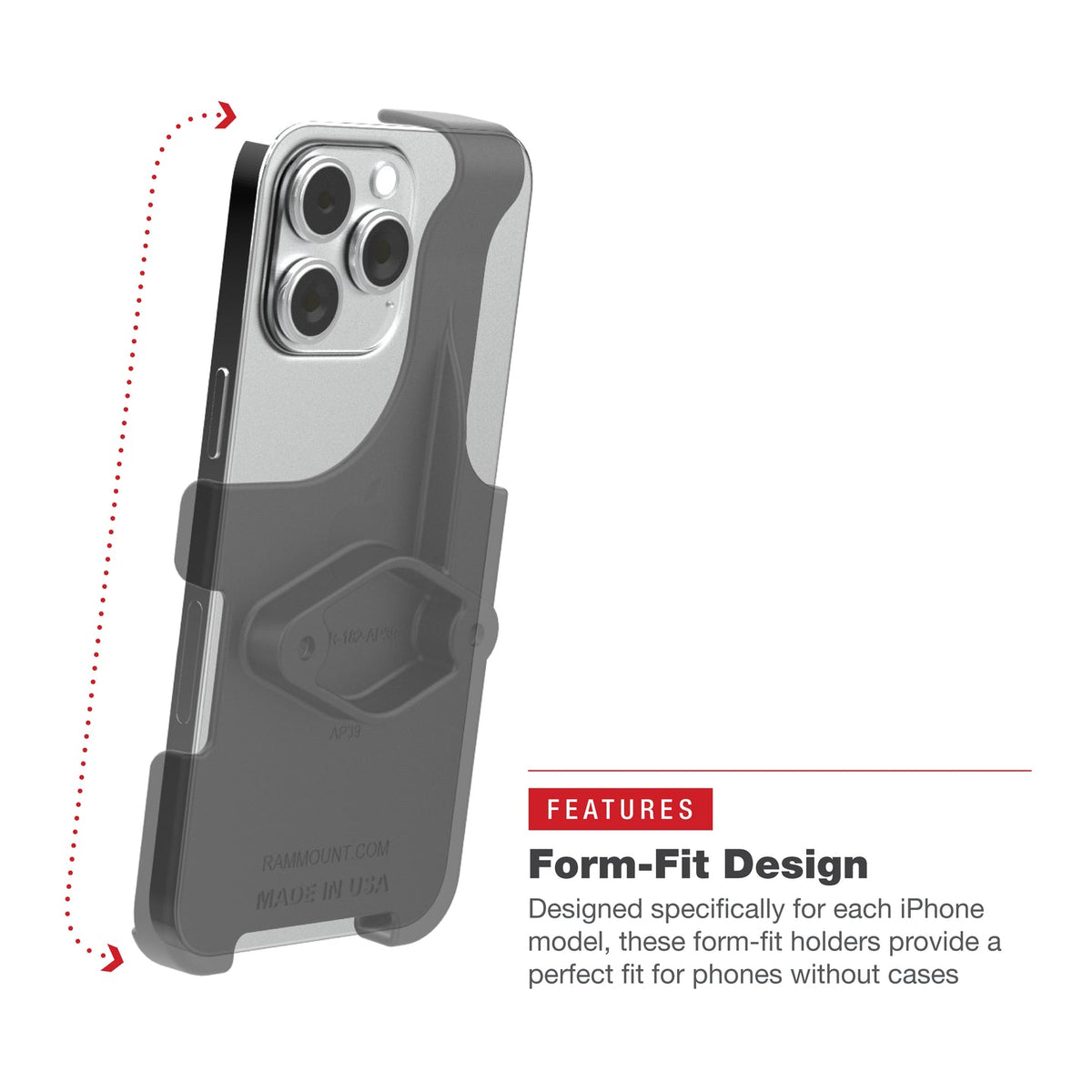 RAM Mounts - RAM® Form-Fit Holder for Apple iPhone 13, 13 Pro, 14, 14 Pro & 15