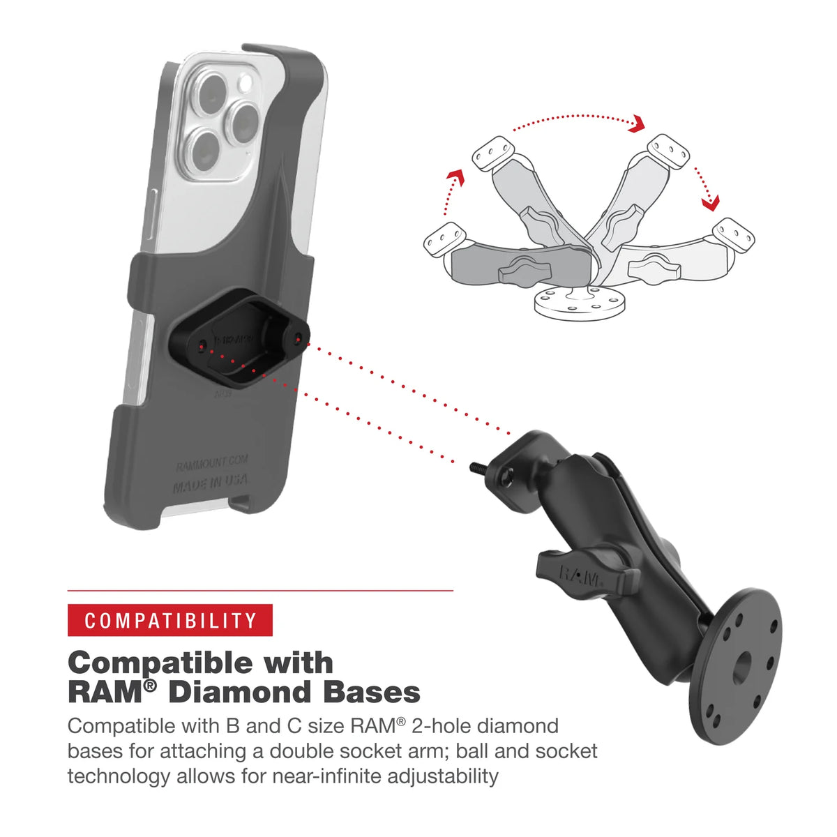 RAM Mounts - RAM® Form-Fit Holder for Apple iPhone 13, 13 Pro, 14, 14 Pro & 15