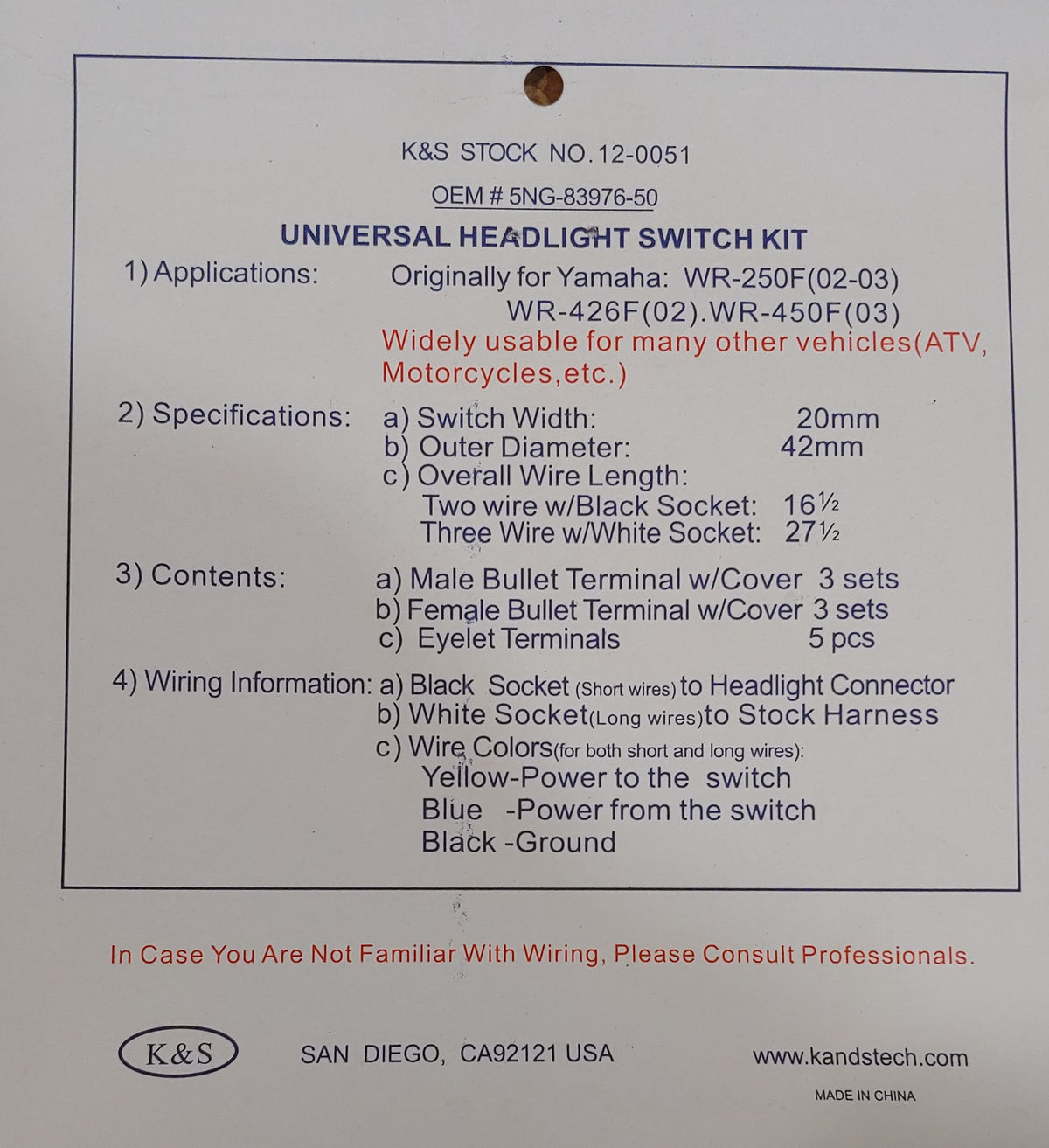 K&S Technologies - Universal Headlight Switch Kit