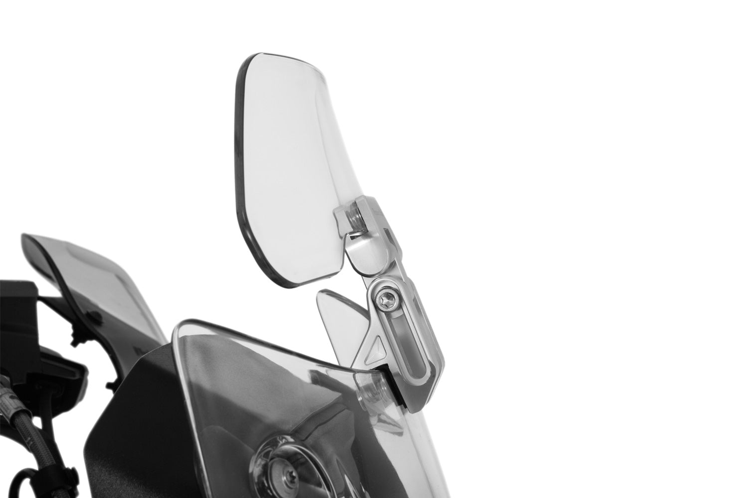 The transparent Wunderlich windshield extension for motorcycle and motorcycles, windshield extension protects against wind, airstream