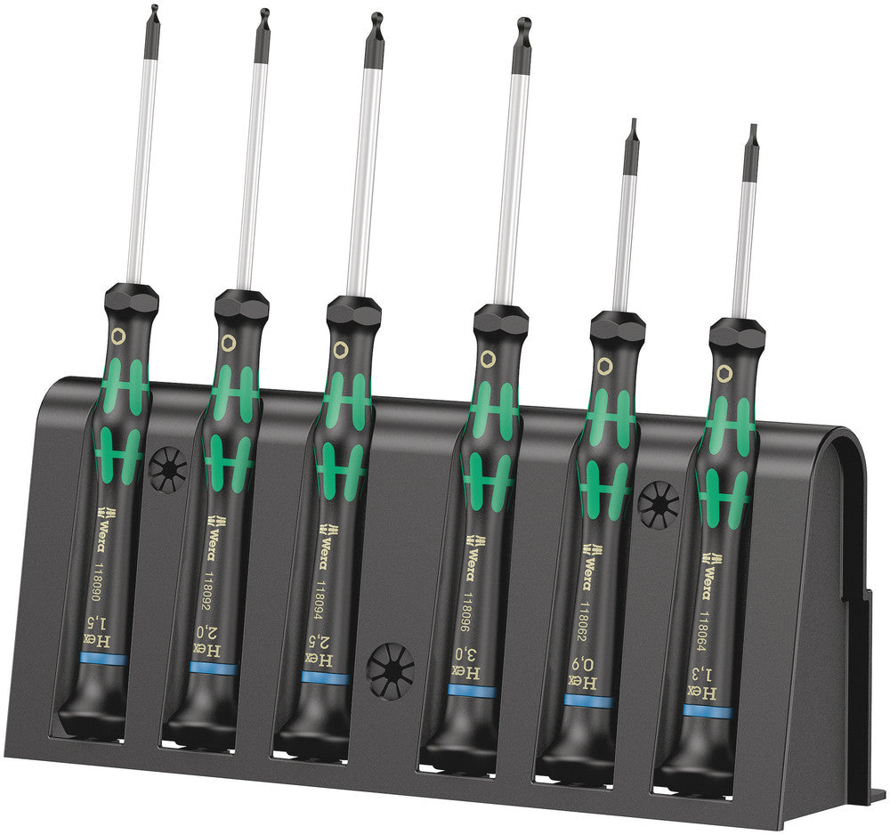 Wera Tools - 2052/6 Hexagon Screwdriver Set and Rack for Electronic Applications