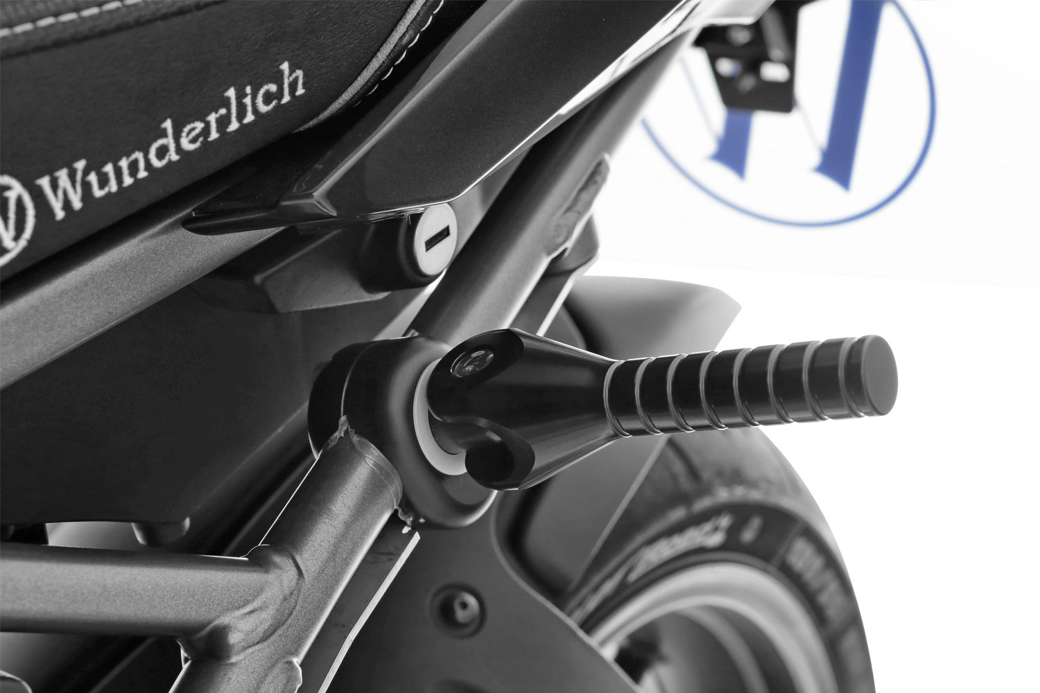 This folding lifting handle makes lifting the BMW bike onto the centre stand much easier, especially when the bike is fully loaded.