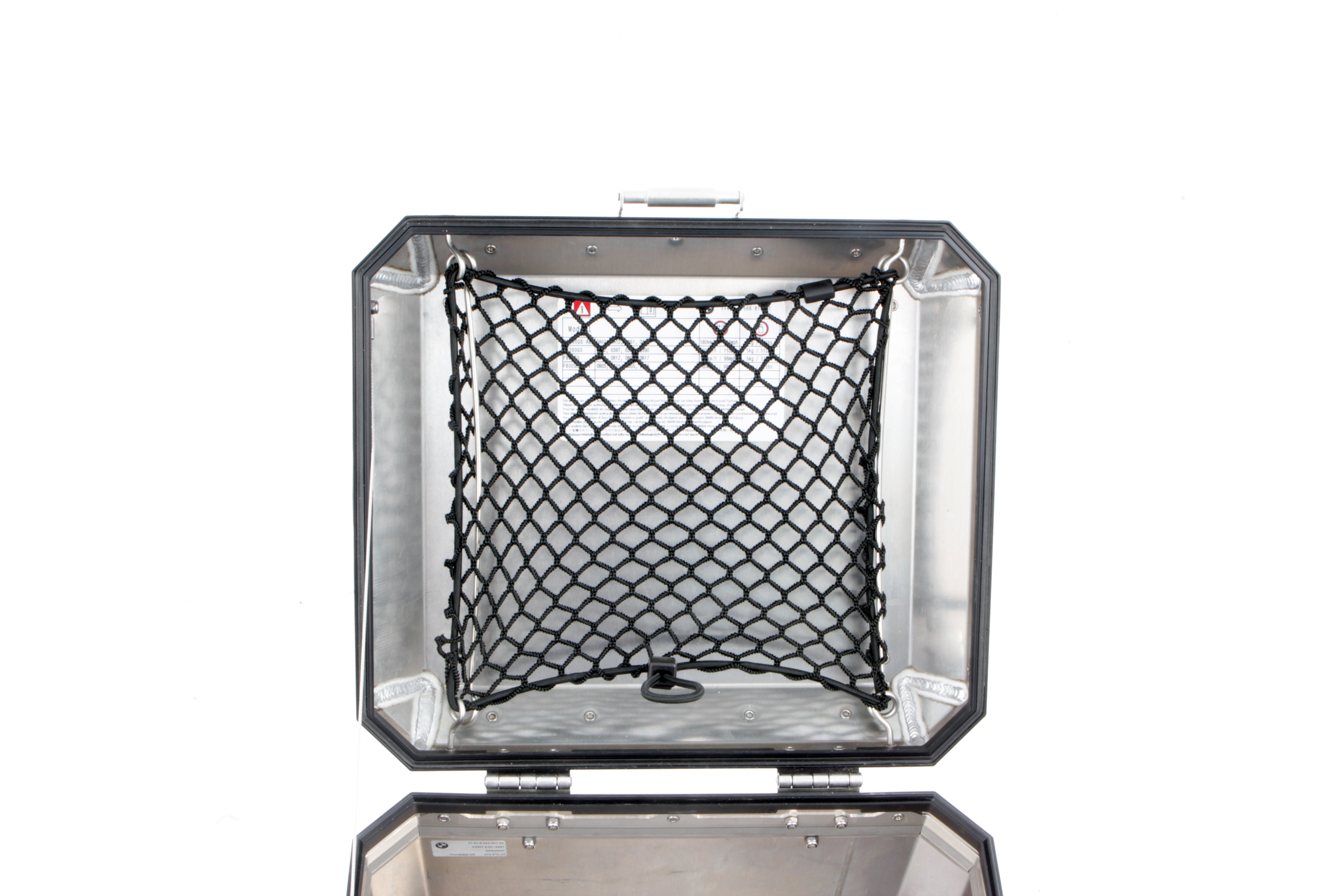 You can store additional luggage in the cover of the original aluminium topcase and have it ready to hand right after opening