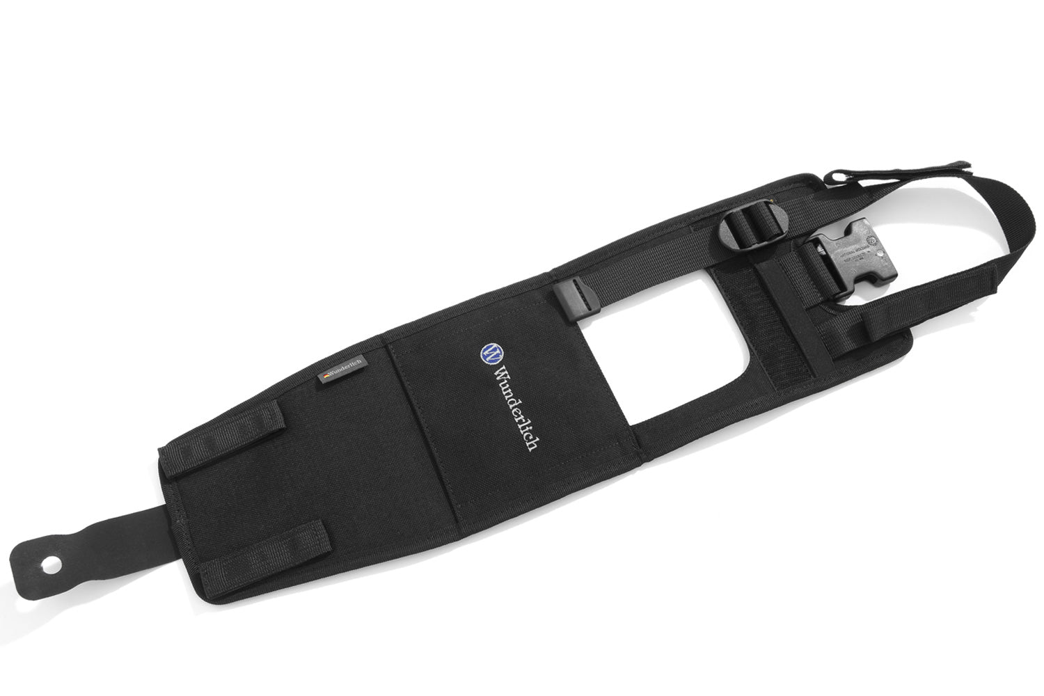 The mounting system is attached to the vehicle with minimal hand pressure and the tank bag can be quickly fastened to it. 