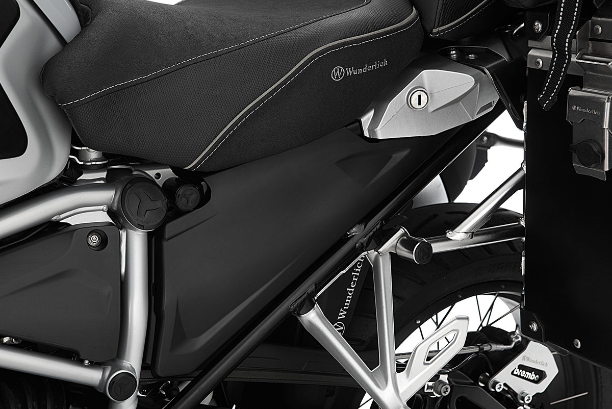 The two halves of the cover perfectly enclose the two side openings on the rear of the frame