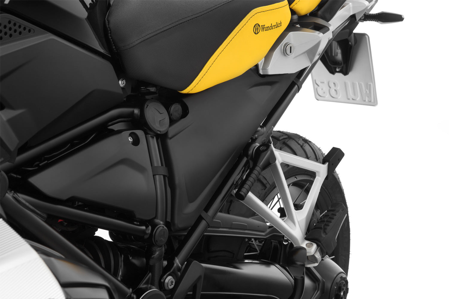 The two frame covers perfectly enclose the two side openings on the rear of the frame.
