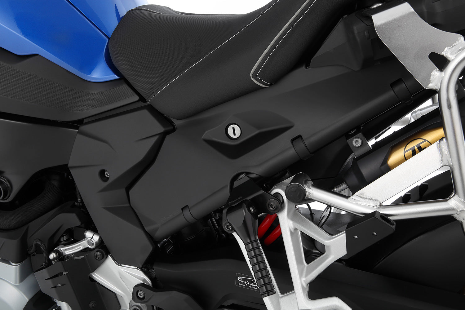 The two halves of the cover perfectly enclose the two side openings on the rear of the frame