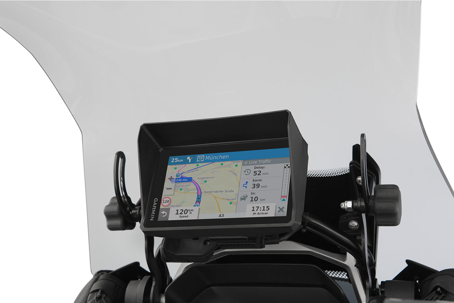 High-quality, specially developed sun visor for the GARMIN Zumo XT navigation system