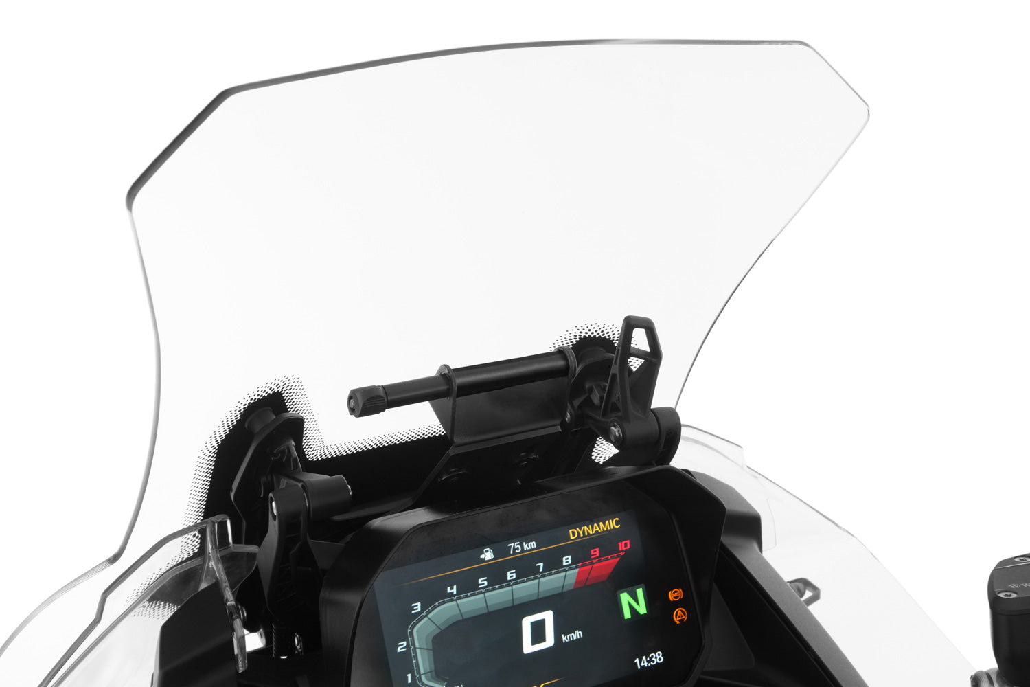 Compatible with almost all current attachment systems for ergonomic positioning of smartphones or navigation devices