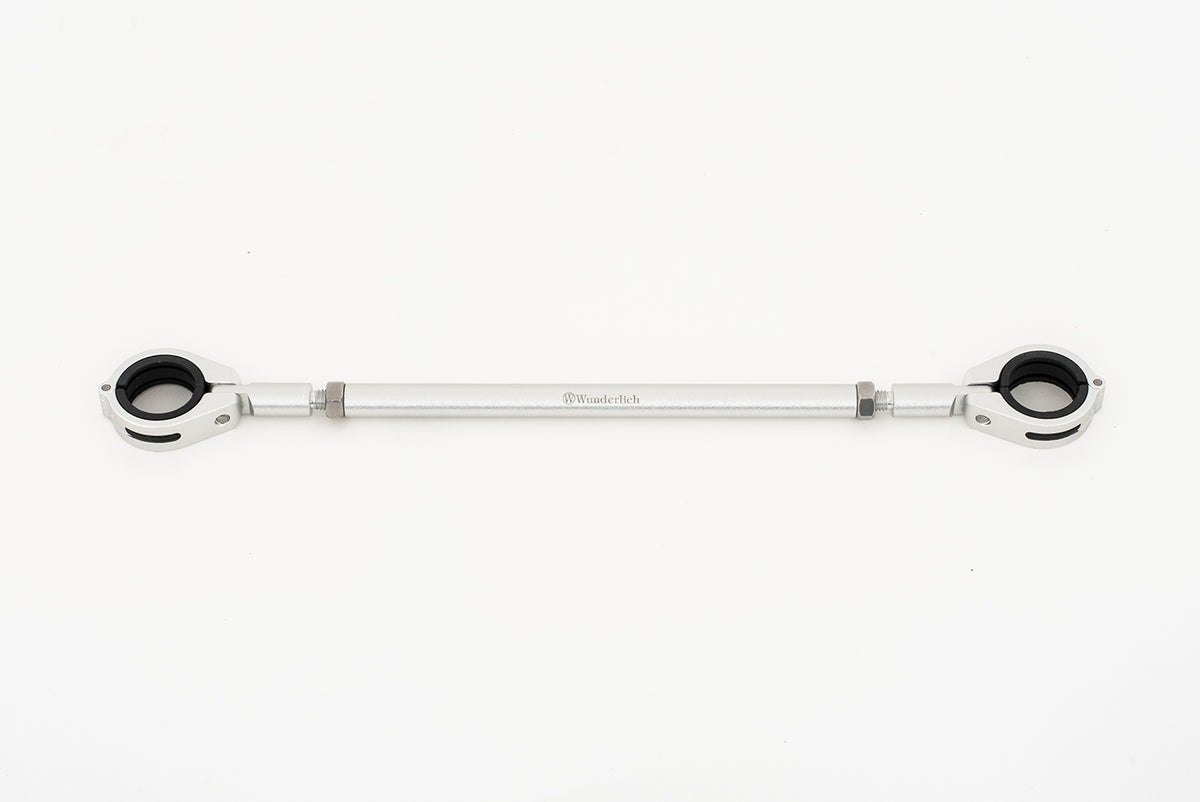 Silver-colored handlebar center strut for BMW made of aluminum