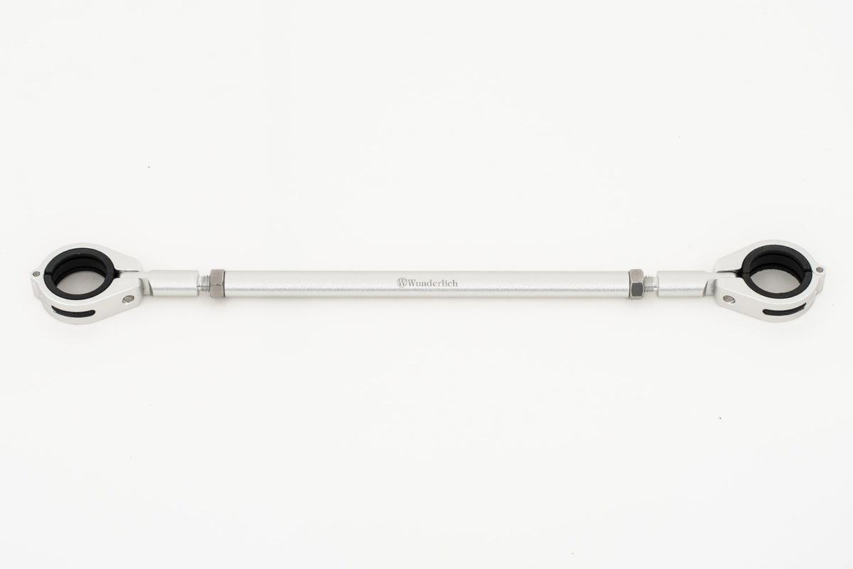Silver-colored handlebar center strut for BMW made of aluminum